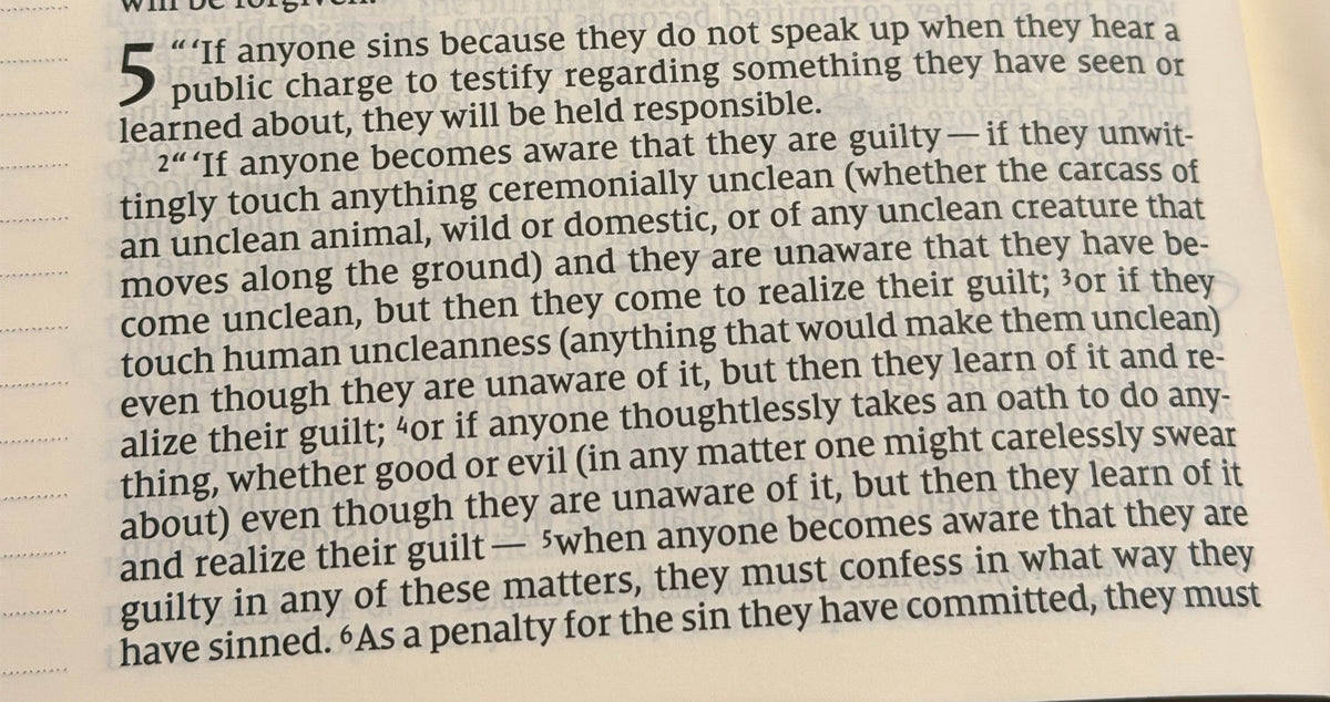 Leviticus 5 – Confession, Forgiveness, and Taking Responsibility for Our Sins