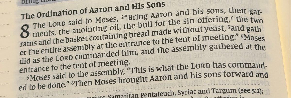 Leviticus 8 Set Apart for God’s Purpose: Trusting His Calling and Following His Instructions